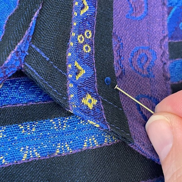 Vintage Chico's Womens ARTSY Woven Jacket Sz 2 L Blue Purple WESTERN Vibes - Picture 8 of 14